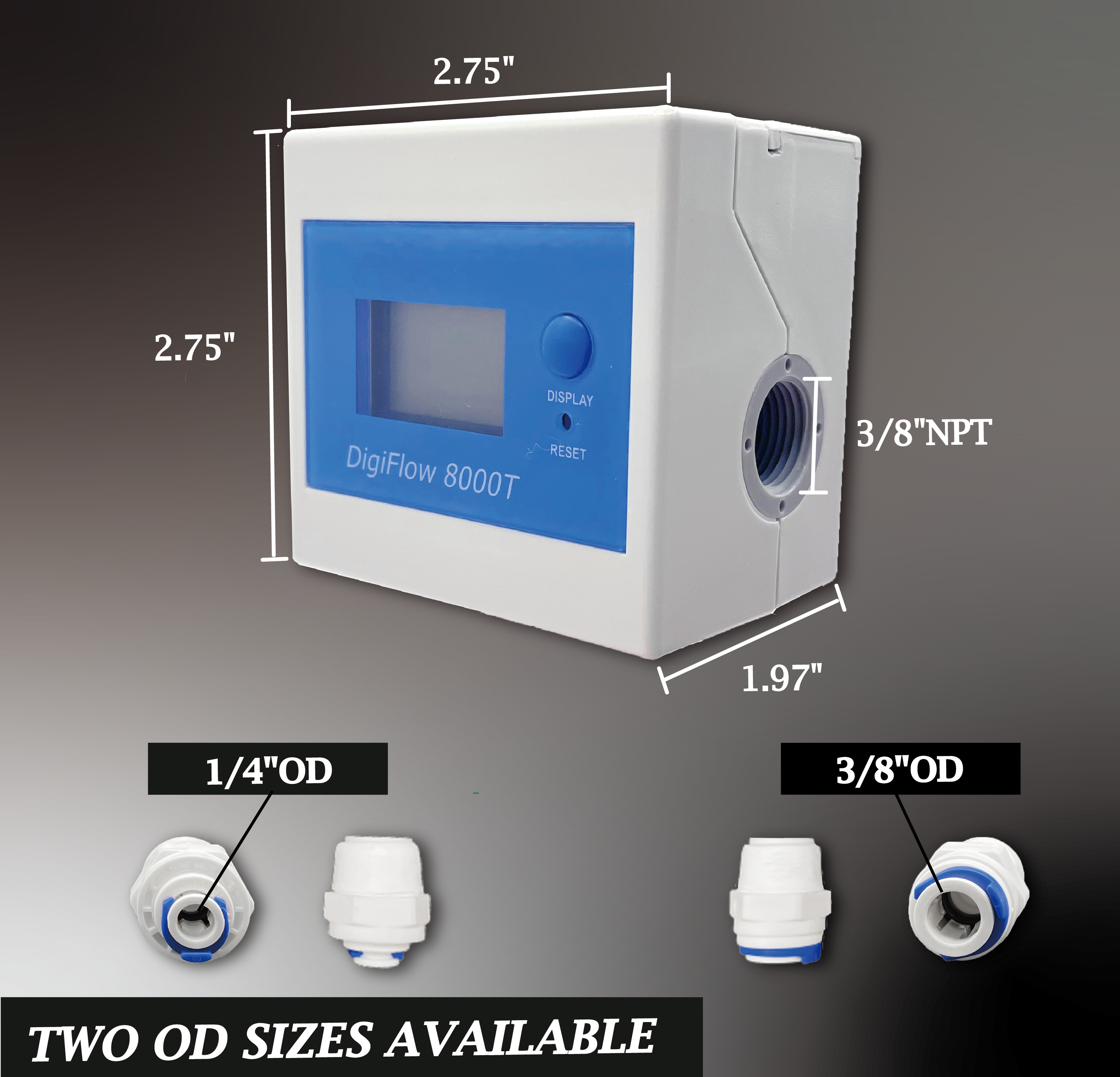 Digital Water Flow Meter 3/8" NPT with Countdown Feature for Filter