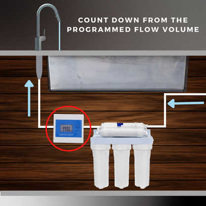 Digital Water Flow Meter 3/8" NPT with Countdown Feature for Filter